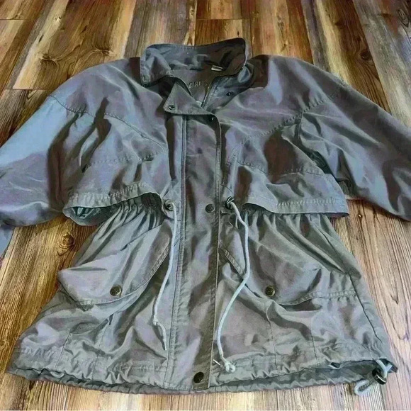 Vintage AEROS Green Parachute Jacket Size S Utility Windbreaker 80s Neutral EUC - Picture 2 of 16